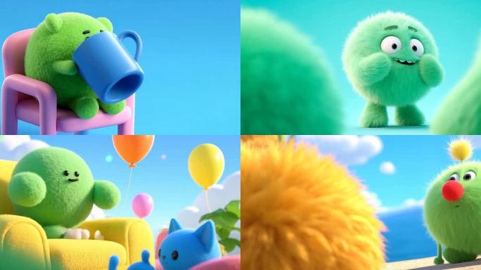 毛茸茸的卡通团子