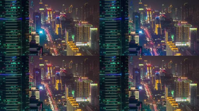 深圳，中国 - 2024年11月7日：繁华的城市天际线灯光在夜晚璀璨闪耀，映照着热闹的城市景观。