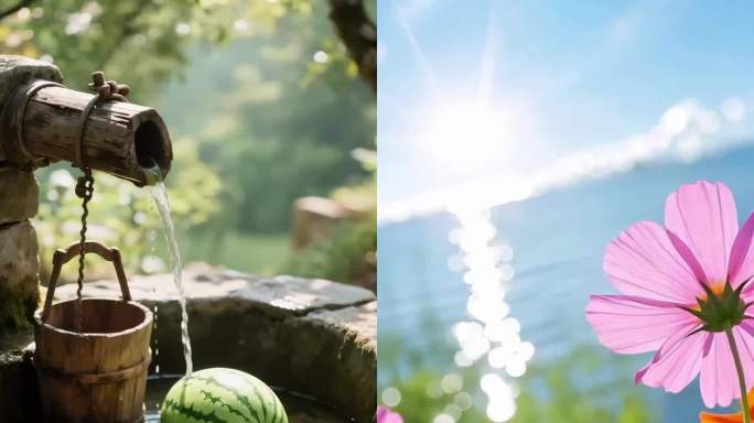 4k竖屏，小暑大暑夏季二十四节气自然风光