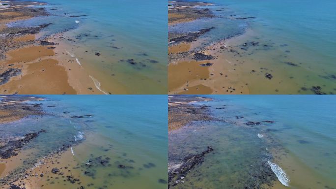 海滩岩石海岸线风光