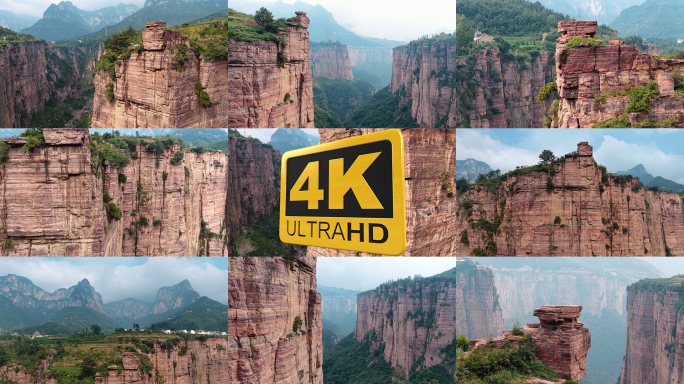 4K壮丽的红色岩石峡谷风光