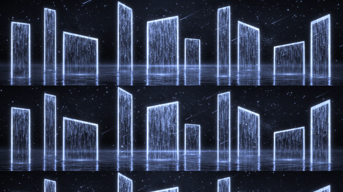 8k全息抽象粒子几何空间结构舞美晚会背景