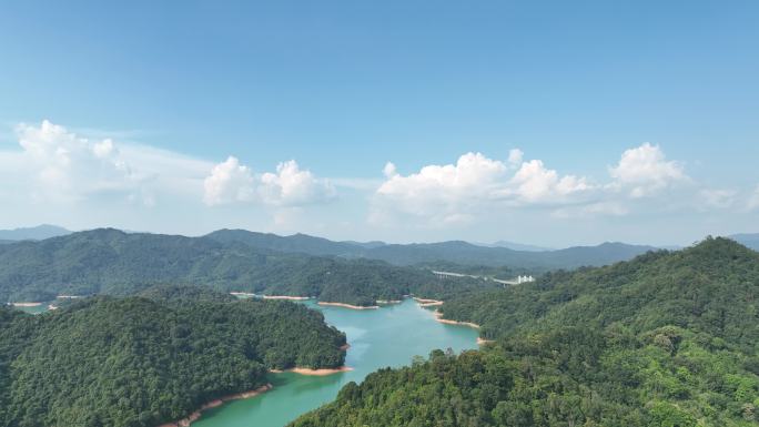 水库江河山脉森林湖泊湖面风景旅游户外航拍