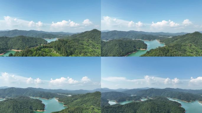 水库江河山脉森林湖泊湖面风景旅游户外航拍