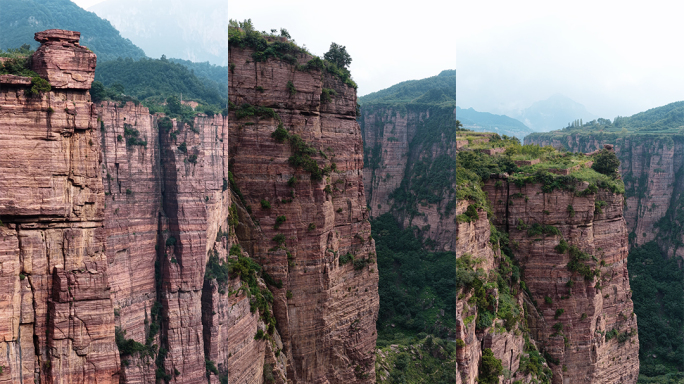 4K航拍险峻的峡谷峭壁景观