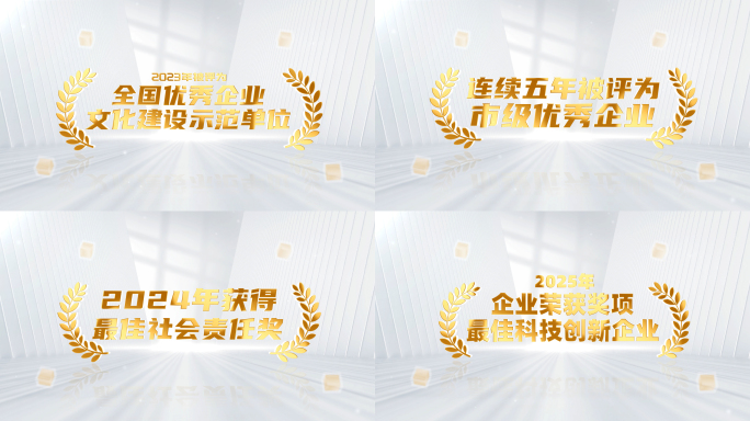 简洁企业金色荣誉文字奖项展示