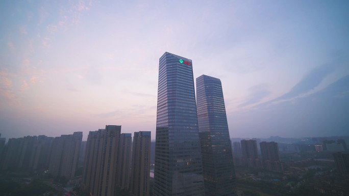 长沙梅溪湖国际文化艺术中心金茂双塔航拍1