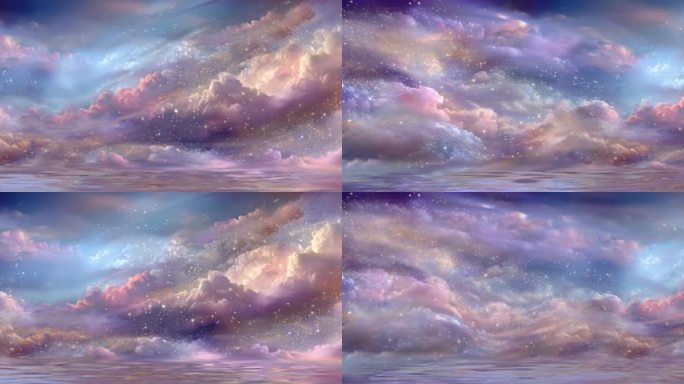 梦幻星空云海唯美水面倒影星云