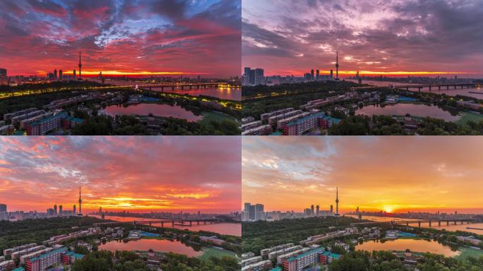 武汉经典机位世纪朝霞夜转日延时