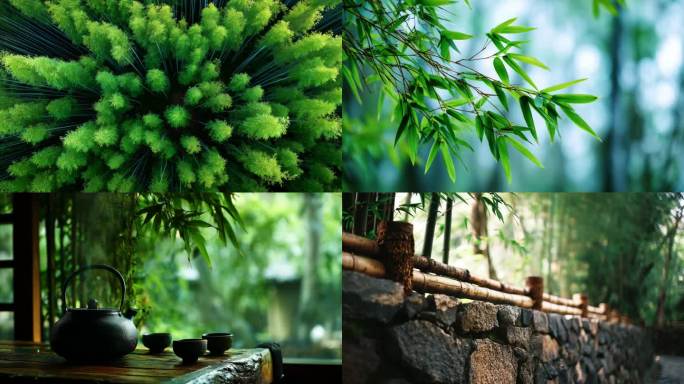 竹林竹海竹子禅意竹林与茶道