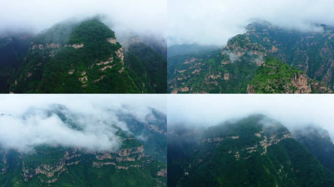 太行山航拍山峰山峦大山云雾云海雾气