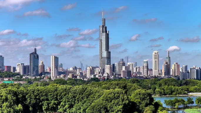 南京玄武湖城市航拍