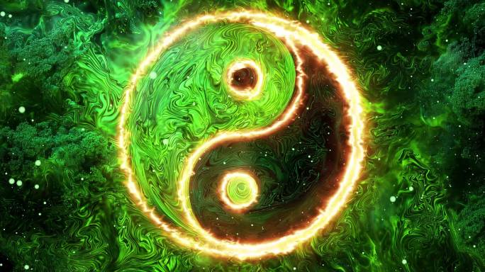 太极八卦能量环绕星云背景