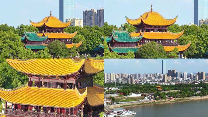 岳阳楼景区航拍素材