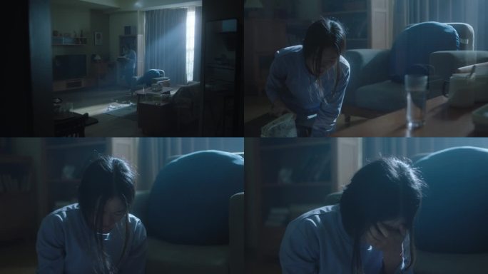 女性的居家生活生病独自一人伤感