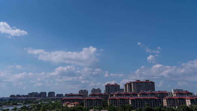免费城市住宅区蓝天白云景观