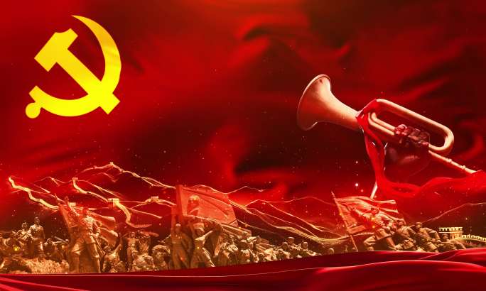4K红色主旋律党政红旗飘扬长城 抗战胜利
