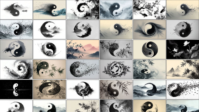 水墨旋涡太极 阴阳太极 水墨阴阳太极意境