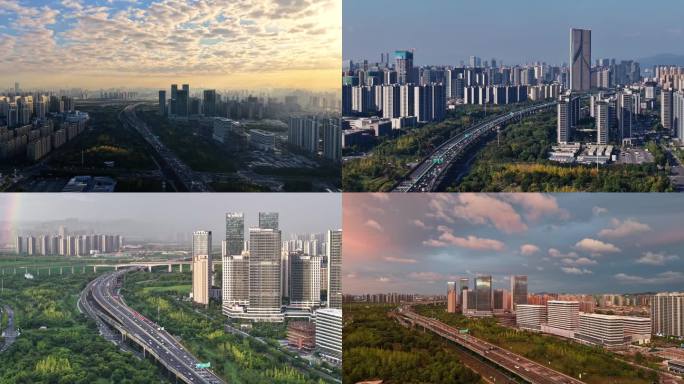 杭州机场高架快速路车流延时 杭州湾智慧谷