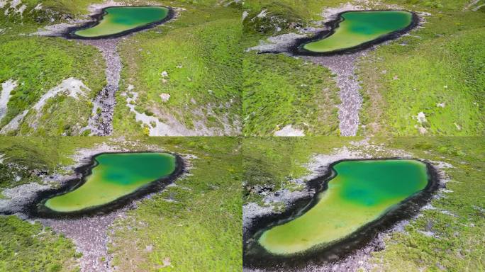 航拍川西高原海子翡翠湖