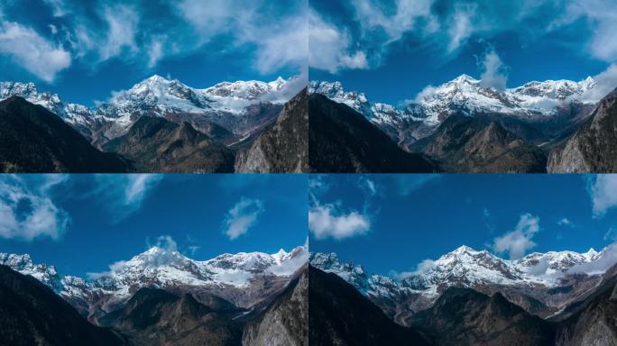 雨崩神山雪山延时航拍