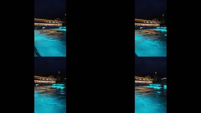 夜景水面光影流动
