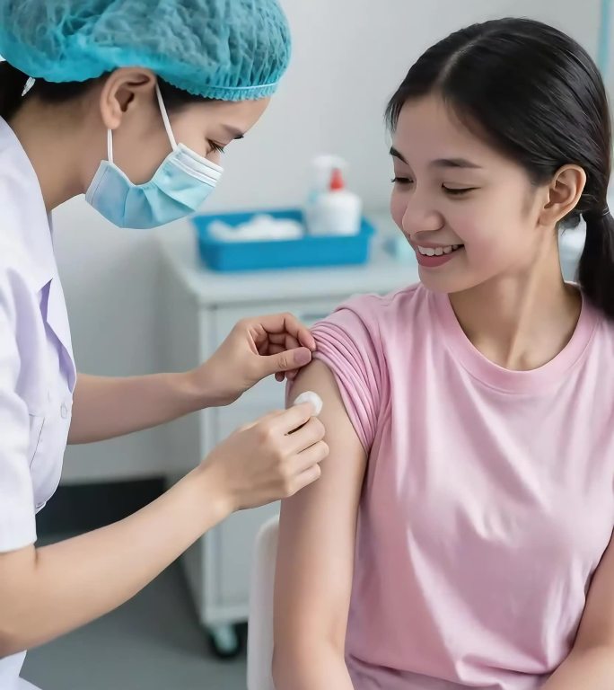 医护人员为患者接种疫苗