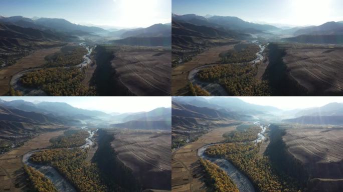秋日山谷河流风光