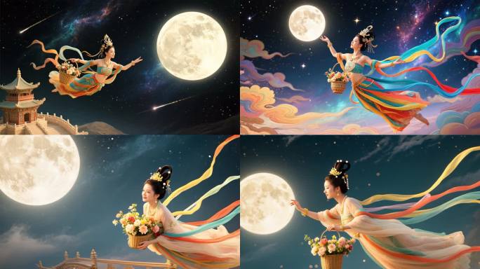 嫦娥奔月  月宫仙子飞天献瑞 唯美意境