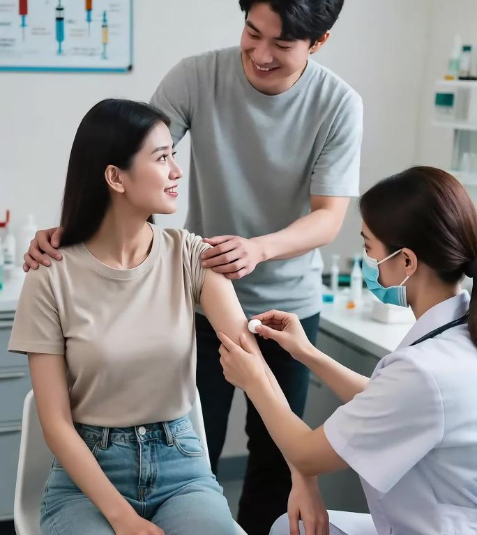 医护人员为患者接种疫苗