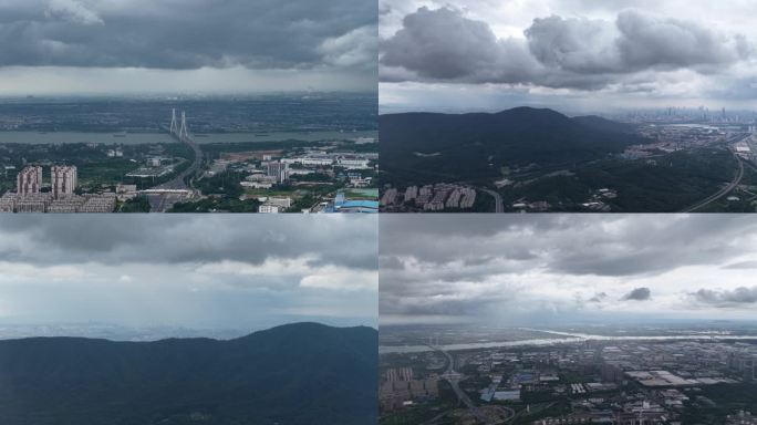 南京台风天航拍素材