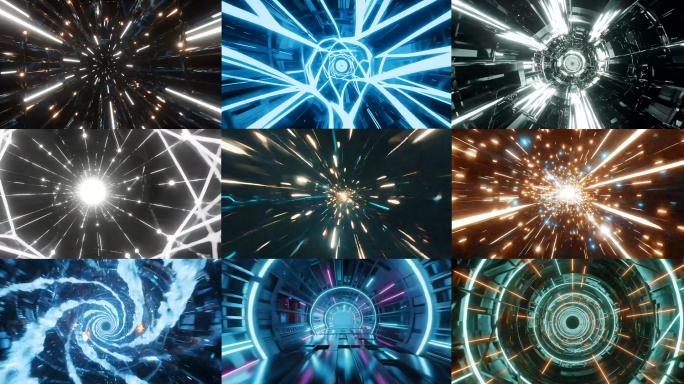 时光隧道穿梭科幻粒子线条冲击屏幕