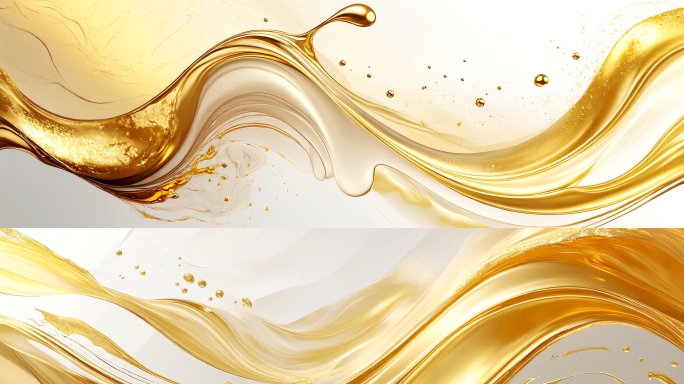 宽屏金色抽象流动液体水墨