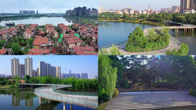 岳阳东风湖城市湖景公园风光