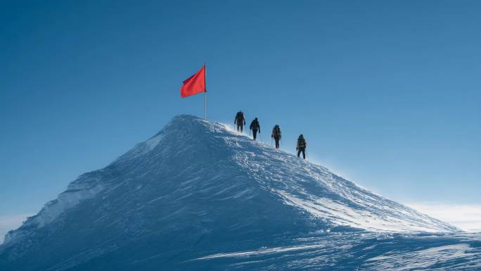 登山攀登雪山爬山成功登顶山顶励志企业宣传