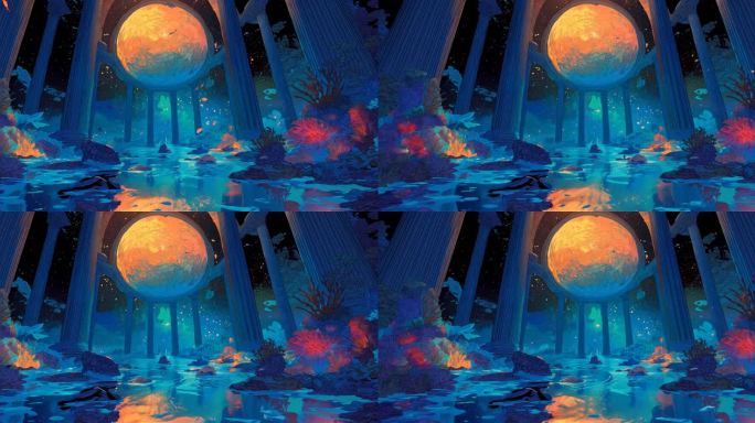 奇幻月球水面倒影