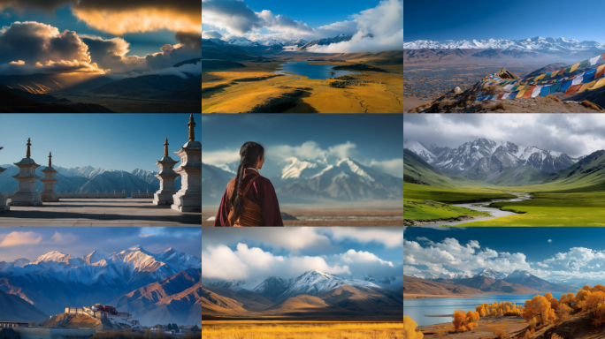 西藏自然风光高原雪山航拍延时合集