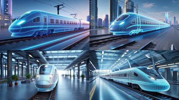 高铁列车3D数字化全息投影未来科技复兴号