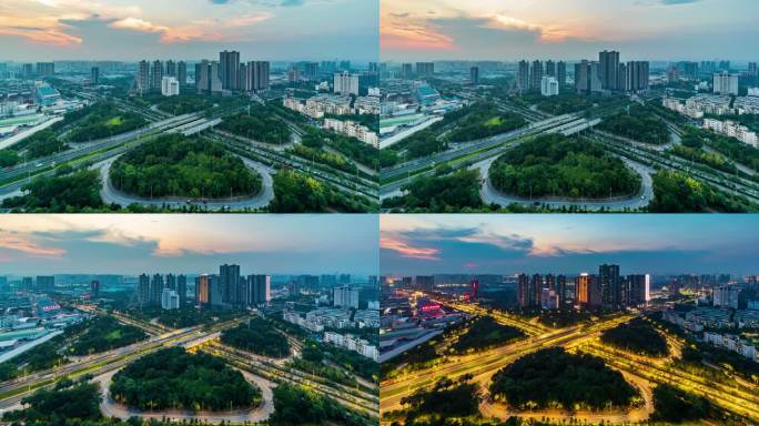 南宁江南区壮锦立交日转夜延时视频