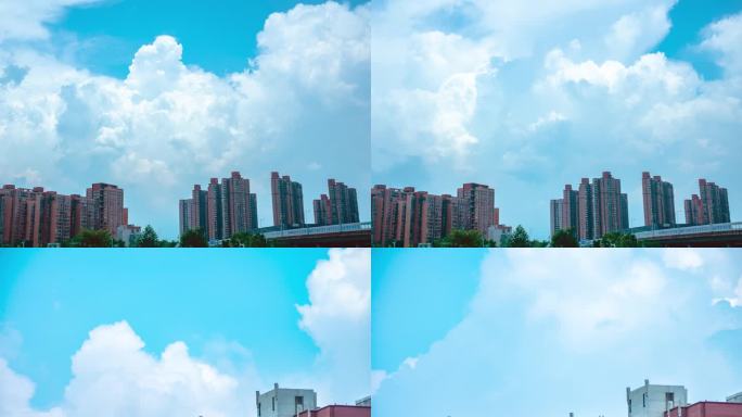 城市建筑与蓝天白云延时