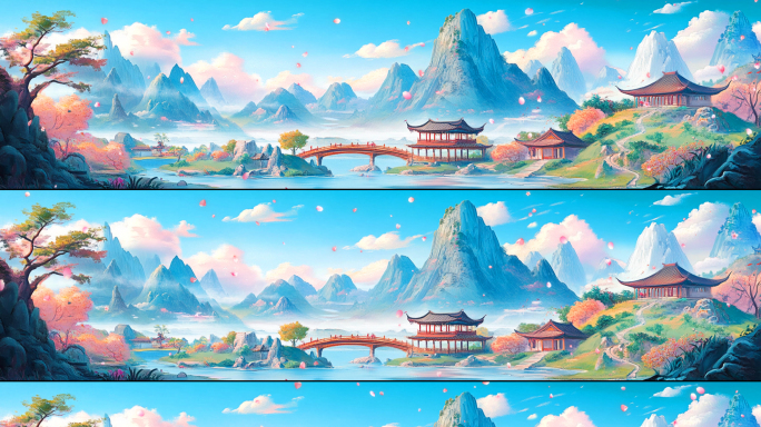 8k宽屏国风舞台led戏曲背景循环