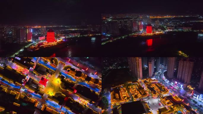 甘肃兰州夜景-黄河楼/兰州老街