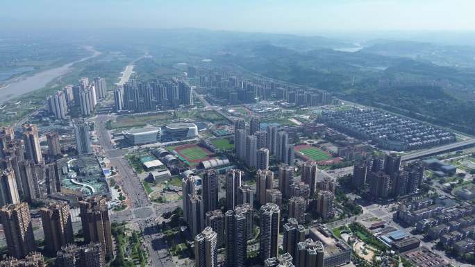 德阳航拍德阳城市大景