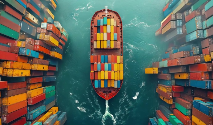 港口码头集装箱货轮轮船海运物流