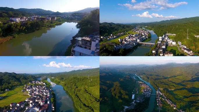 航拍安徽省黄山市祁门县平里镇阊江