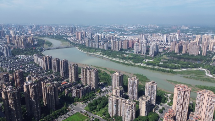 德阳航拍德阳城市大景