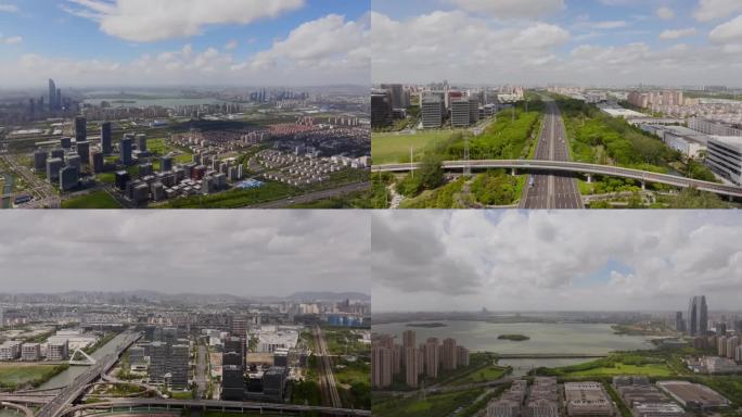 苏州工业园区总部基地 城市天际线航拍鸟瞰