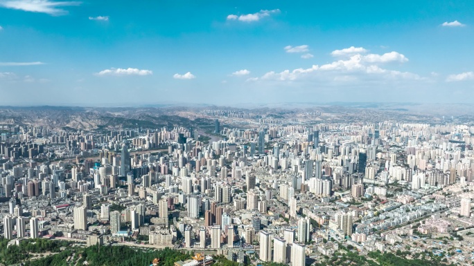 兰州城市大景航拍延时