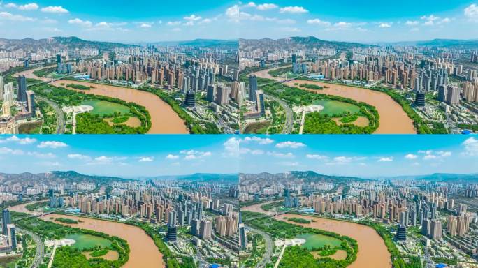 兰州黄河边航拍延时