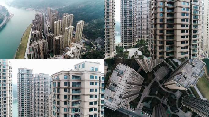 城市高楼林立景观 楼房住宅空镜视频